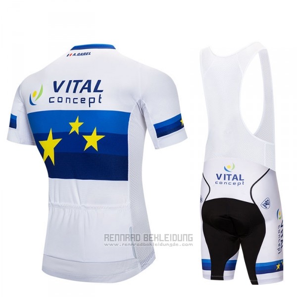 2018 Fahrradbekleidung Vital Concept Wei Blau Trikot Kurzarm Tragerhose